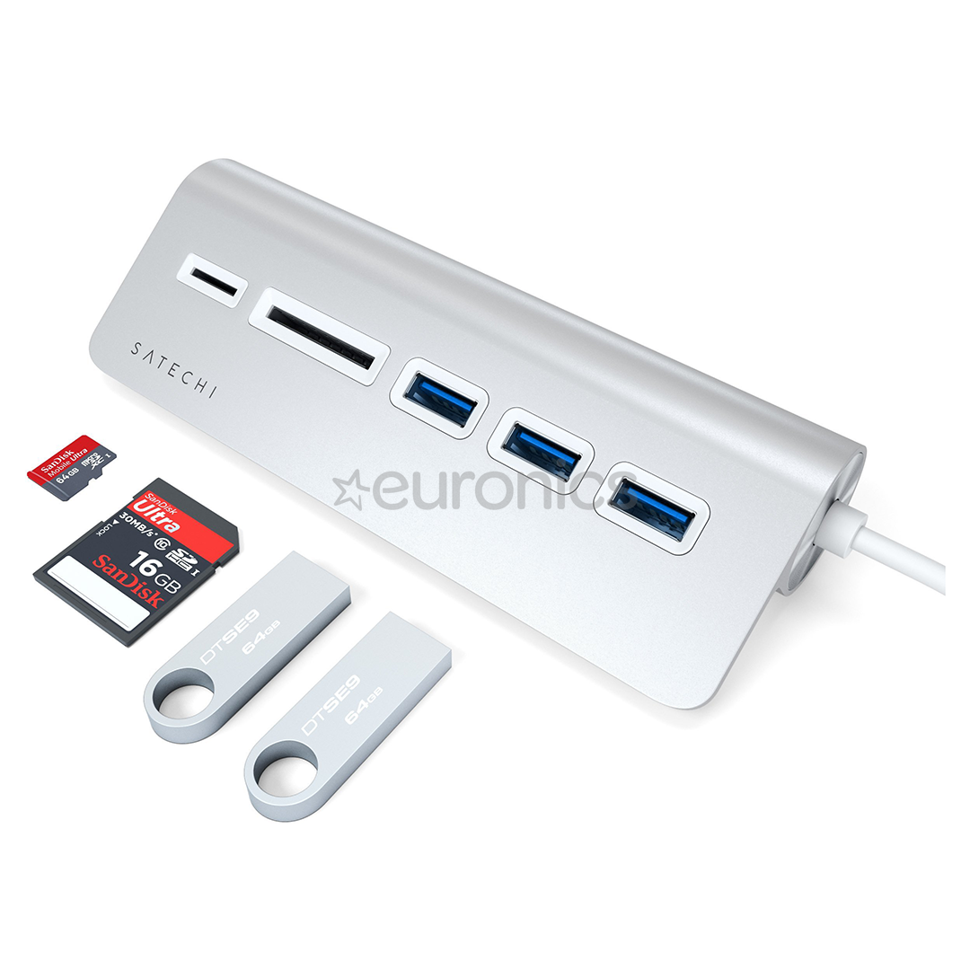 USB-C jagaja + mälukaardilugeja Satechi