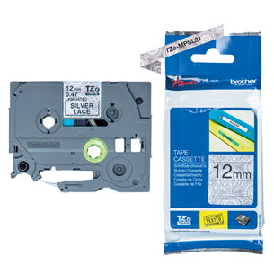 Lint must kiri hõbedase mustriga taustal 4m x 12mm, Brother TZEMPSL31