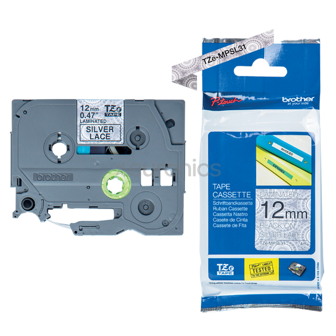 Lint must kiri hõbedase mustriga taustal 4m x 12mm, Brother