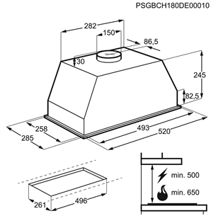 AEG, 440 m³/h, width 52 cm, inox - Built-in Cooker Hood