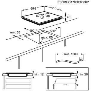 Electrolux, FishZone, laius 57,6 cm, terasraamiga, must - Integreeritav keraamiline pliidiplaat
