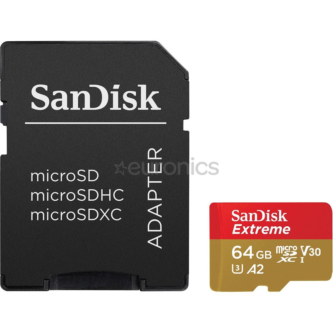MicroSDXC mälukaart SanDisk Extreme + adapter Rescue Pro Deluxe (64 GB)