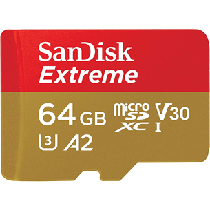 Карта памяти MicroSDXC SanDisk Extreme + адаптер Rescue Pro Deluxe (64 ГБ)