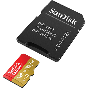 MicroSDXC mälukaart SanDisk Extreme + adapter Rescue Pro Deluxe (128 GB)