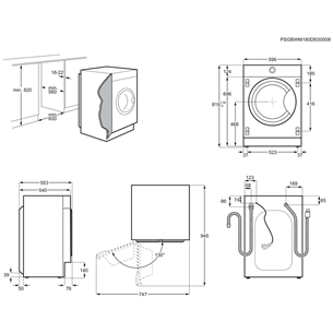 AEG, 8 kg / 4 kg, depth 54 cm, 1600 rpm - Built-in Washer-Dryer Combo