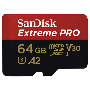 Карта памяти MicroSDXC SanDisk Extreme PRO + адаптер (64 ГБ)