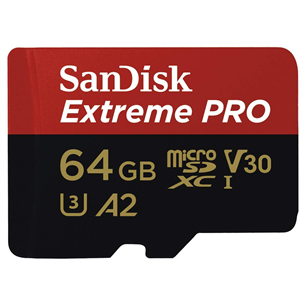 MicroSDXC mälukaart SanDisk Extreme PRO + adapter (64 GB)