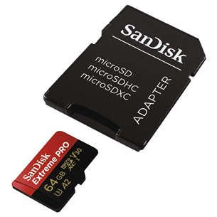 MicroSDXC memory card SanDisk Extreme PRO + adapter (64 GB)