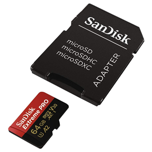 Карта памяти MicroSDXC SanDisk Extreme PRO + адаптер (64 ГБ)