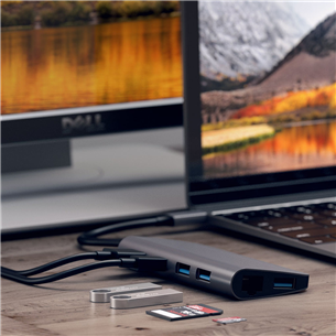 Satechi, 4K HDMI/Mini DP Gigabit Ethernet, USB-C, серебристый - Хаб