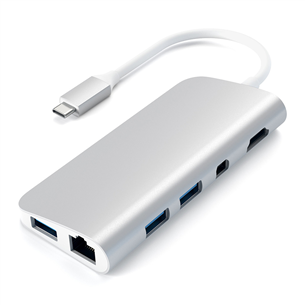 Satechi, 4K HDMI/Mini DP Gigabit Ethernet, USB-C, silver - Adapter