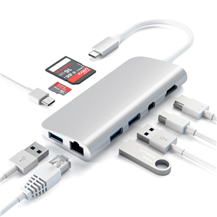 Satechi, 4K HDMI/Mini DP Gigabit Ethernet, USB-C, silver - Adapter