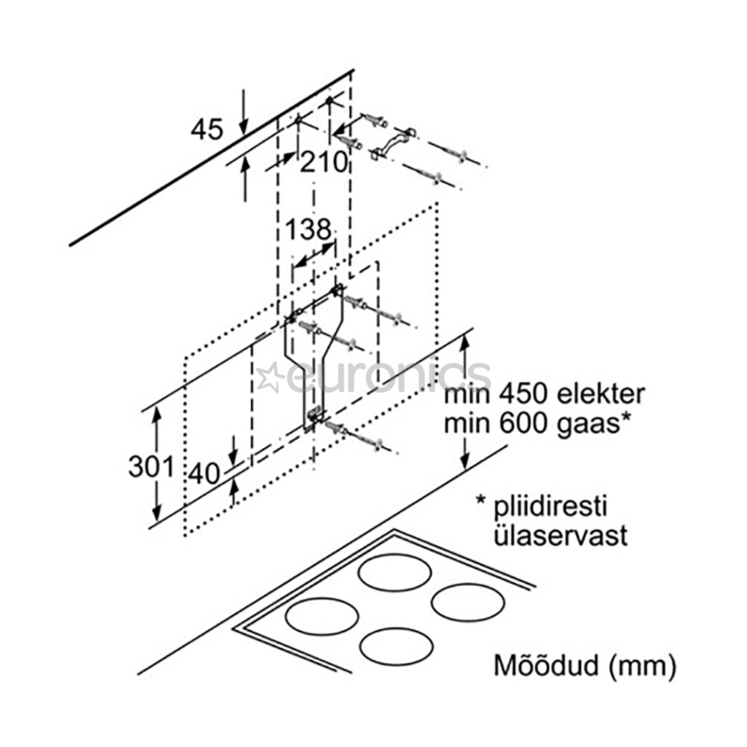 Bosch, 730 m³/h, laius 90 cm, must - Õhupuhasti