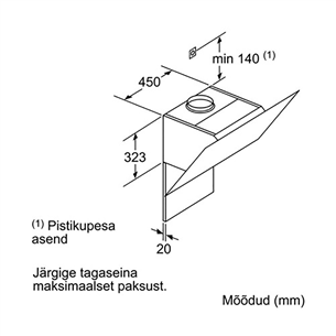 Bosch, 730 m³/h, laius 90 cm, must - Õhupuhasti