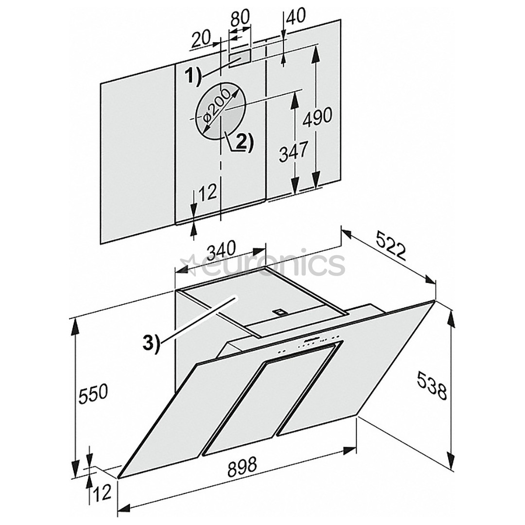 Miele, 610 m³/h, laius 90 cm, must - Õhupuhasti