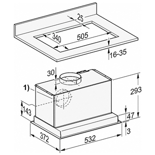 Miele, 590 m³/h, width 53.2 cm, silver - Built-in Cooker Hood