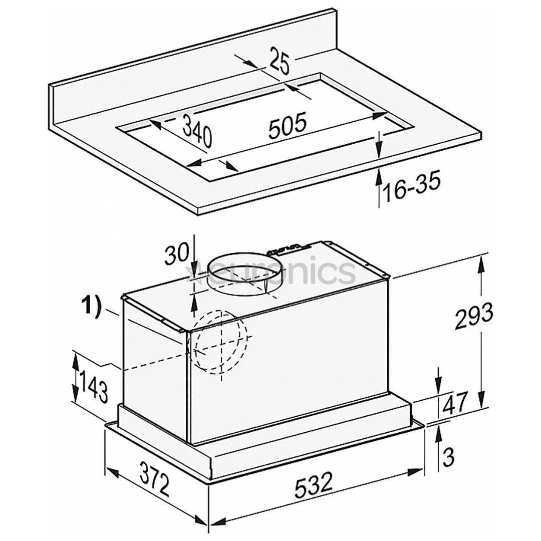 Miele, 590 m³/h, laius 53,2 cm, hõbedane - Integreeritav õhupuhasti