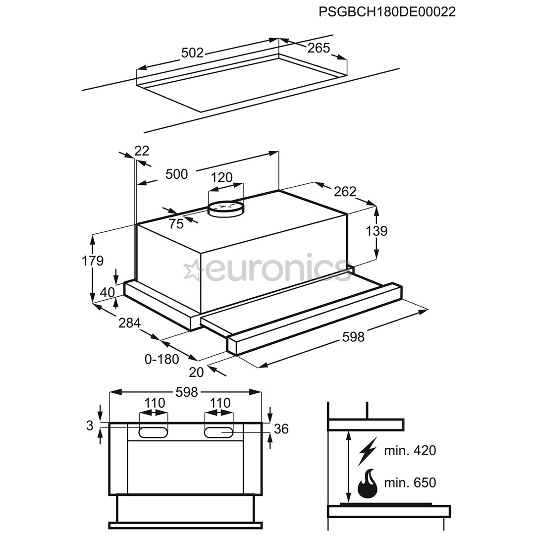 Integreeritav õhupuhasti AEG (280 m³/h)