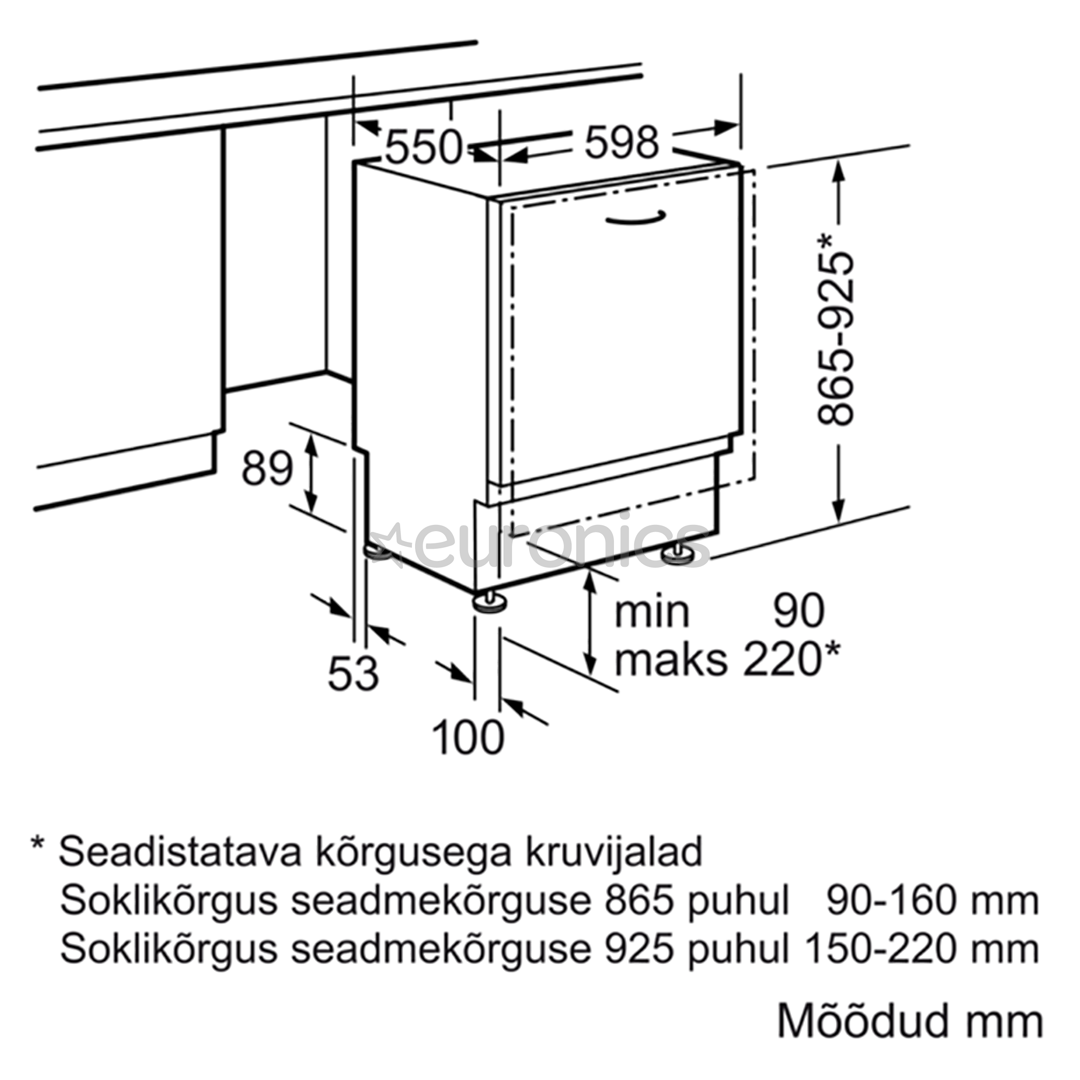 Integreeritav nõudepesumasin Bosch  (13 nõudekomplekti)