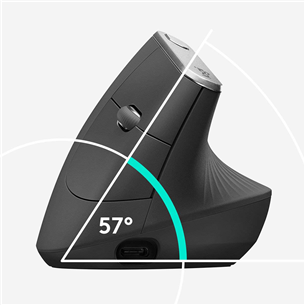 Logitech MX Vertical Advanced Ergonomic, must - Juhtmevaba laserhiir