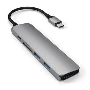 Satechi, USB-C Multi-port 4K + SD-считыватель, серый - Хаб