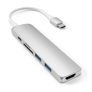 Satechi, USB-C Multi-port 4K + SD-считыватель, серебристый -  Хаб