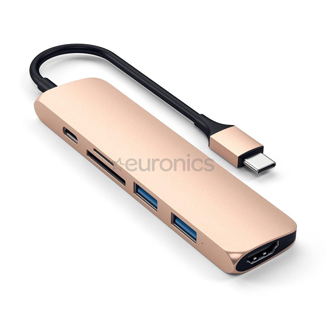 dobbelt Justering Håndværker Satechi, USB C hub Multi-port 4K + SD-reader, gold - Adapter, ST-SCMA2G |  Euronics