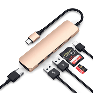 Satechi, USB-C Multi-port 4K + SD-считыватель, золотистый - Хаб