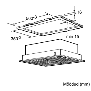 Bosch, 618 m³/h, laius 53 cm, hall - Integreeritav õhupuhasti