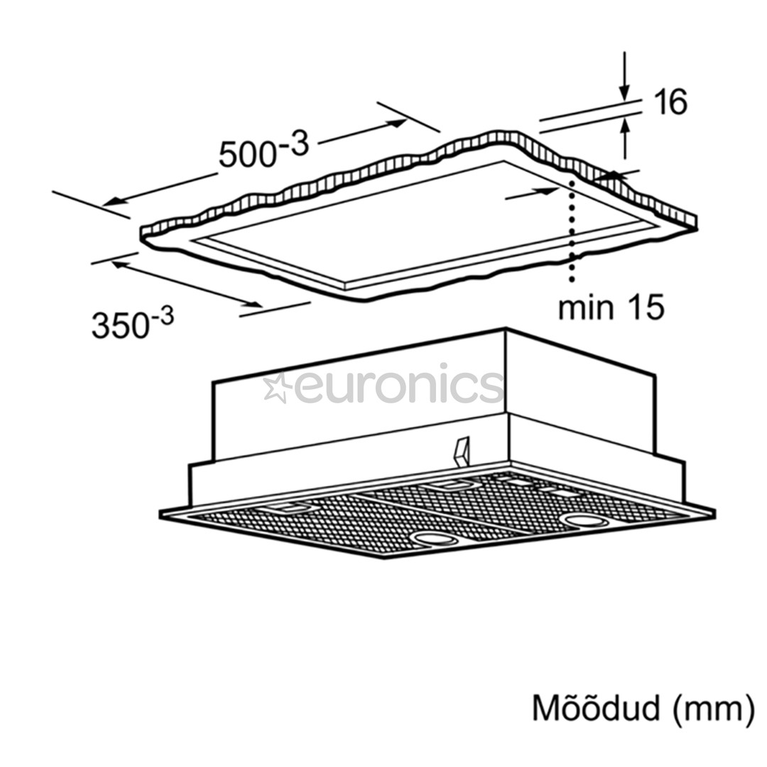 Bosch, 618 м³/ч, ширина 53 см, серый - Интегрируемая вытяжка