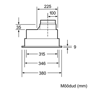 Bosch, 618 m³/h, laius 53 cm, hall - Integreeritav õhupuhasti