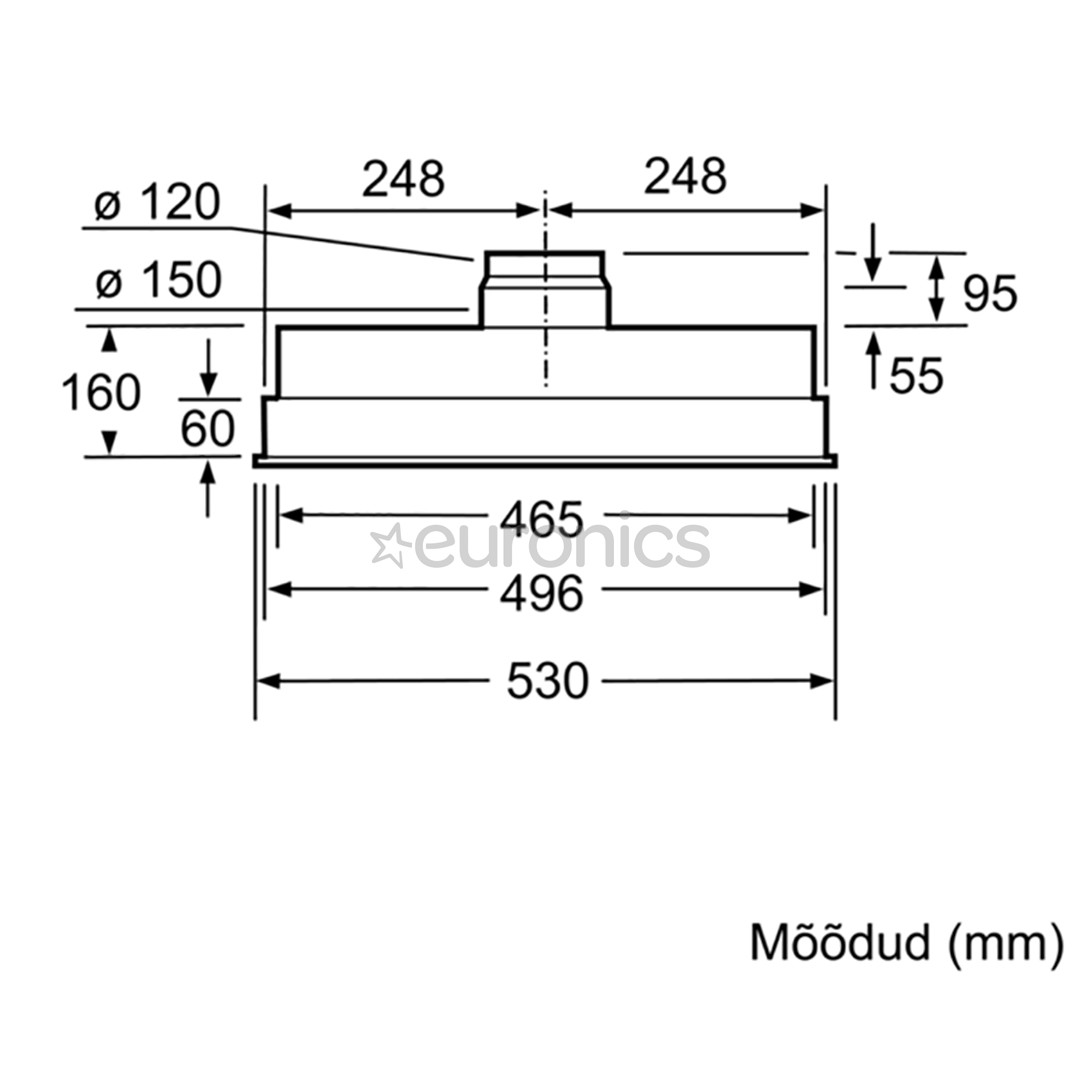 Bosch, 618 м³/ч, ширина 53 см, серый - Интегрируемая вытяжка