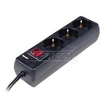 Hama 1.4 m, 3 sockets, black - Power strip