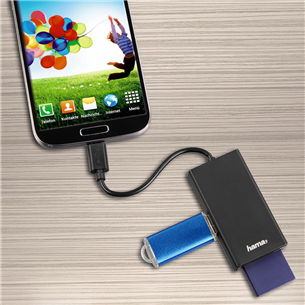 Hama, black - USB Hub and Card reader