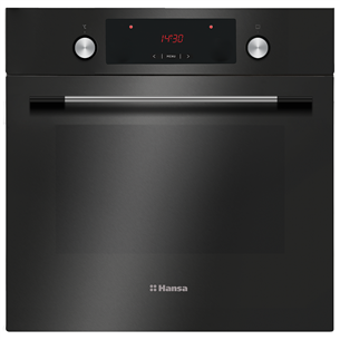 Hansa, 65 L, pyrolytic cleaning, black - Built-in oven