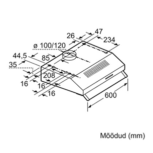 Bosch, 350 m³/h, width 60 cm, white - Cooker Hood