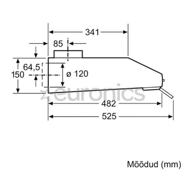 Bosch, 350 m³/h, laius 60 cm, valge - Õhupuhasti