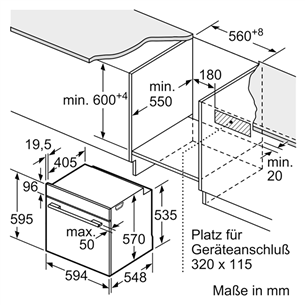 Bosch seeria 4, 71 L, roostevaba teras - Integreeritav ahi