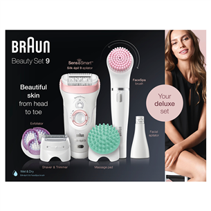 Braun Silk-epil 9 SensoSmart, white/pink - Epilator set