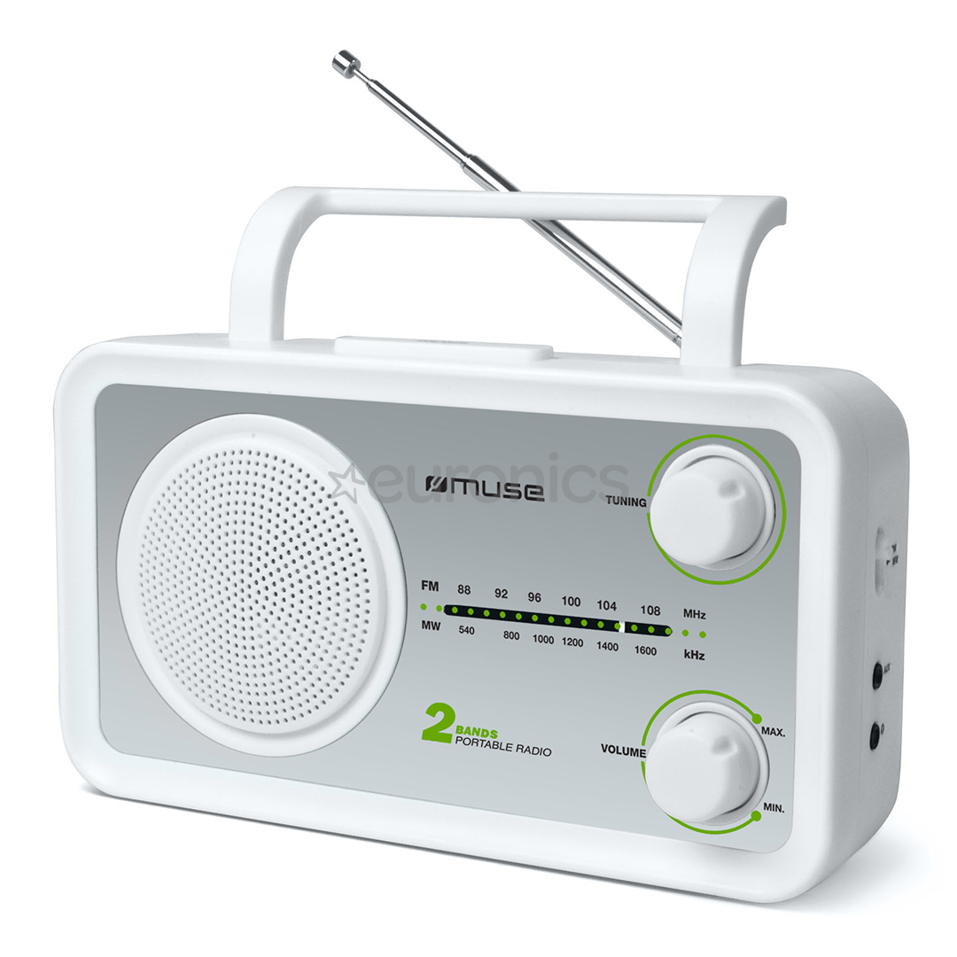 Muse M-06SW, аналоговое, FM, может работать на батарейках, белый - Компактное портативное радио