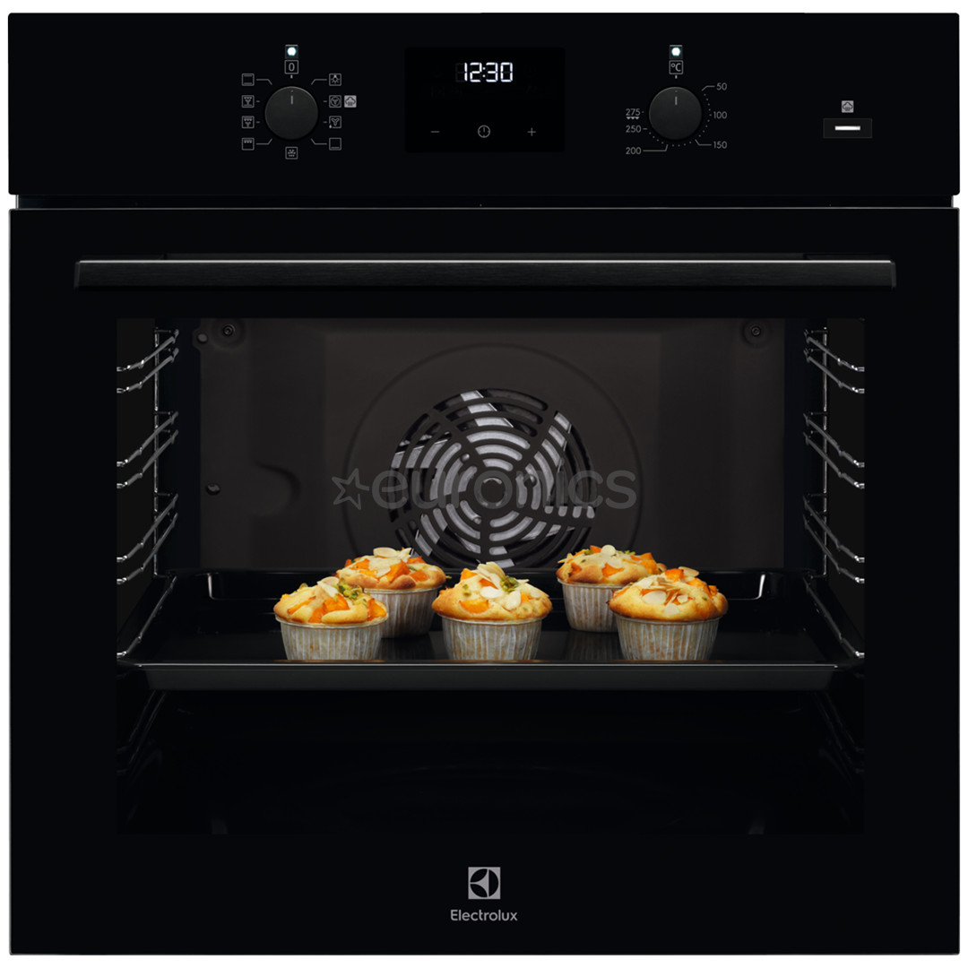 Electrolux SteamBake 600, каталитическая очистка, 72 л, черный - Интегрируемый духовой шкаф