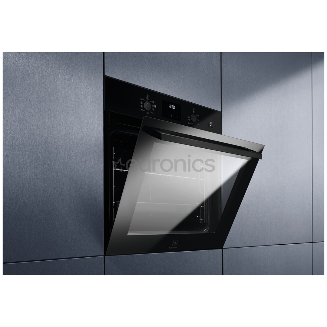 Electrolux SteamBake 600, каталитическая очистка, 72 л, черный - Интегрируемый духовой шкаф