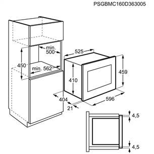 AEG, 26 L, 900 W, must/roostevaba teras - Integreeritav mikrolaineahi