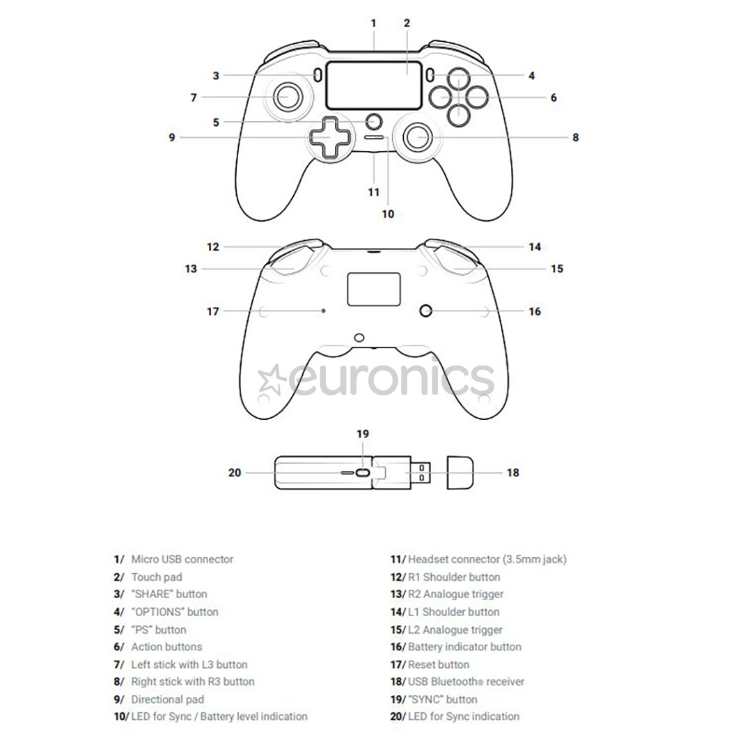 Nacon Asymmetric Wireless Controller, черный - Пульт для PS4