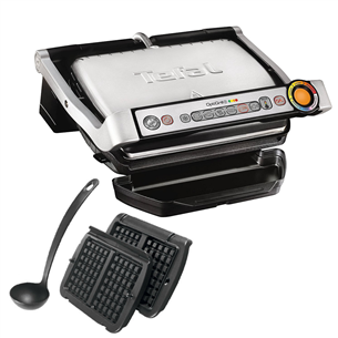 Tefal Optigrill+ и панели для вафель, 2000 Вт, черный/нерж. сталь - Электрический гриль