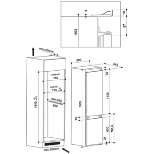 Интегрируемый холодильник Whirlpool (193,5 см)