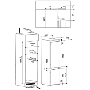 Built-in refrigerator Whirlpool (193,5 cm)