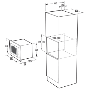 Gorenje, 23 L, 800 W, must/vask - Integreeritav retro mikrolaineahi grilliga