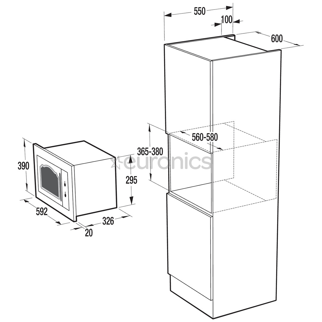 Gorenje, 23 л, 800 Вт, черный/медный - Интегрируемая микроволновая печь в стиле ретро с грилем
