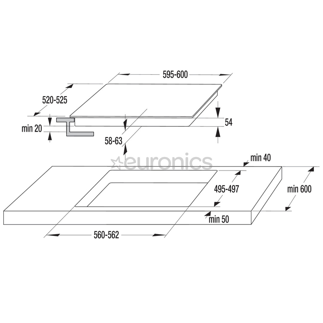 Gorenje, width 59.5 cm, frameless, black - Built-in Induction Hob